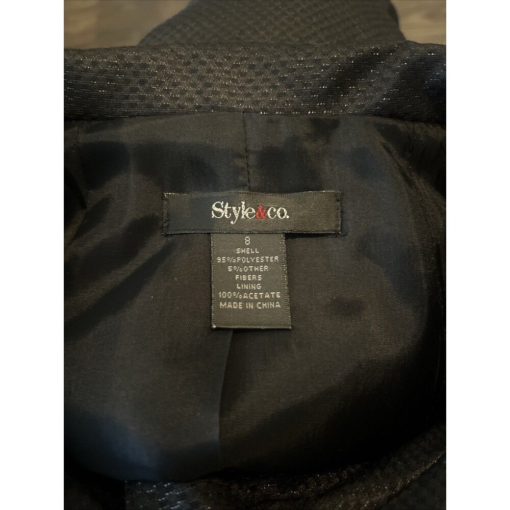 STYLE & CO Women’s Shiny Finish Lined Button Front Swing Jacket Black Size 8 - Picture 10 of 11